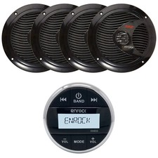 Marine Gauge Style Bluetooth Stereo Receiver, 4x 6.5" 150W 2-Way Stereo Speakers