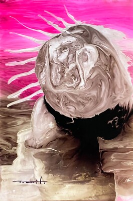 Tonito Original Painting.FACE secrets.Organic Surreal.Otherworldly art figure