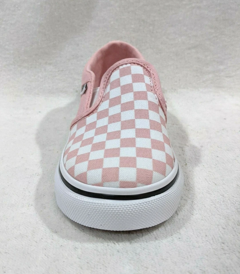 Zapatos de skate Vans Asher V rosa/blanco a cuadros para niñas pequeñas - talla 10 nuevos con caja Foto 4 de 4