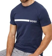HUGO BOSS MENS T SHIRT NAVY RN LIM FIT 50517970413