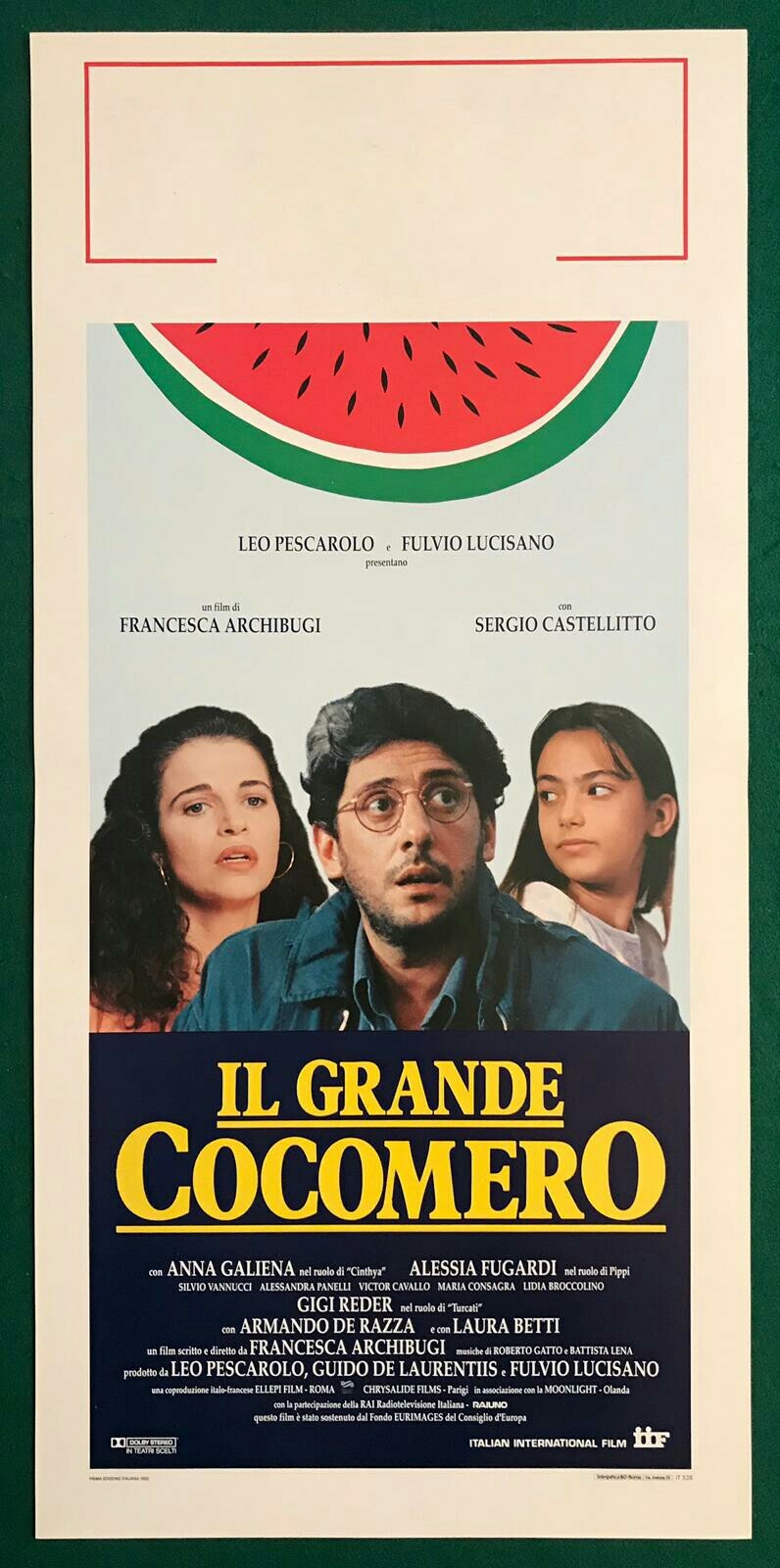 Locandina originale film Il grande cocomero (1993) - Regia di Francesca Archibugi