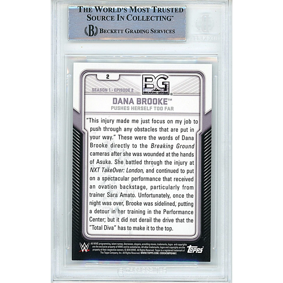 Dana Brooke Signed 2017 Topps WWE Breaking Ground #2 Card AUTO Beckett Slab Diva - Image 2 of 4