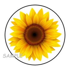 30 SUNFLOWER ENVELOPE SEALS LABELS STICKERS 1.5" ROUND FAVORS