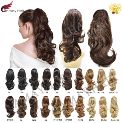 Thick Jaw Claw Clip In Ponytail Curly Wavy Hair Extensions Natural As Human Hair