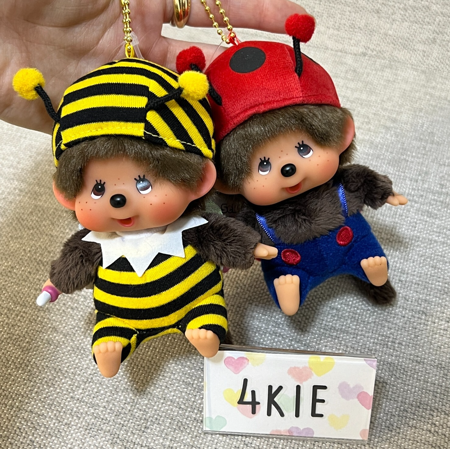 Restocking 2-Piece Monchhichi Big Face SS Keychain Set - Bee & Ladybug