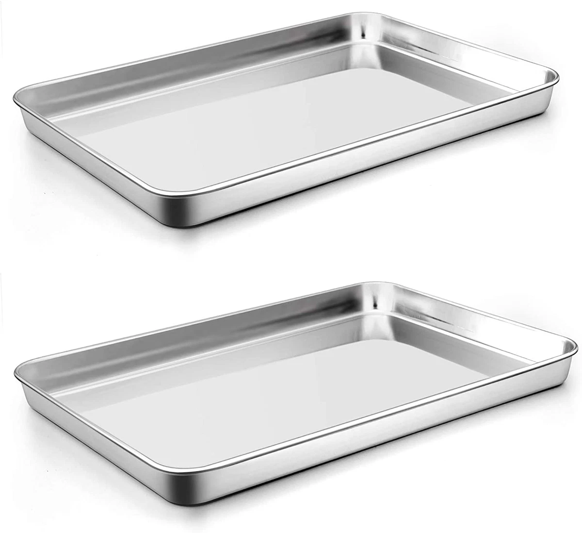 Baking Sheet Set of 2 - Stainless Steel Cookie Sheet Baking Pan, Size 12 x  10 x 1 inch, Non Toxic & Heavy Duty & Mirror Finish & Rust Free & Easy  Clean 