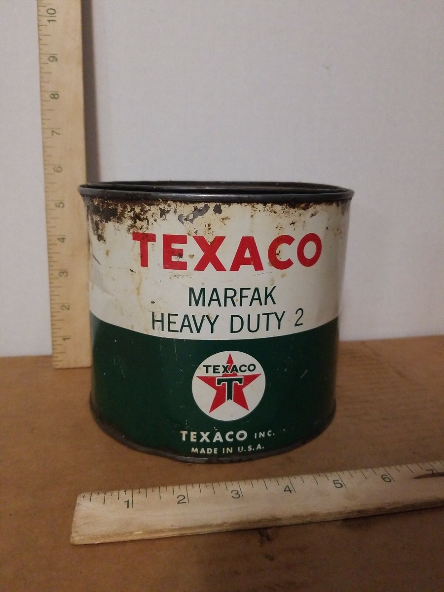 Vintage TEXACO Gas Station 5 Pound Marfak Heavy Duty 2 Grease Can