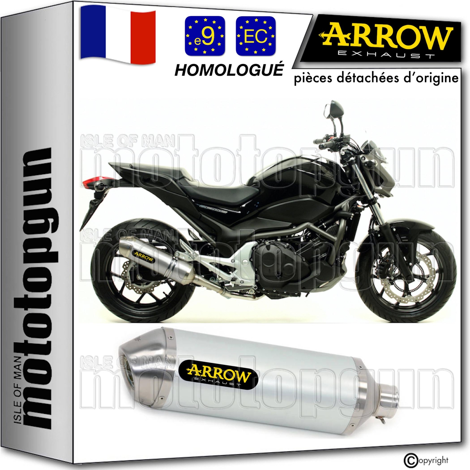Pot Arrow Race-Tech aluminium pour balades et trajets urbains en Honda NC 700 S 2012