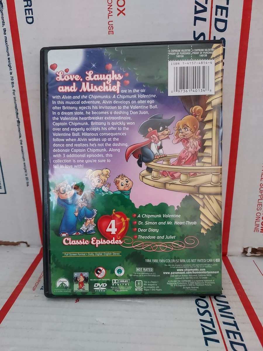 ALVIN & CHIPMUNKS “A Chipmunk Valentine” DVD. Four (4) Episodes