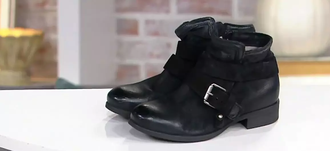 Miz Mooz Leather Buckle Wide Width Ankle Boots -Shane in Black 