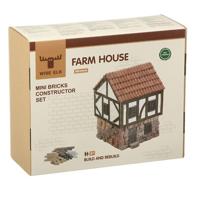 Medieval Farm House Mini Brick Construction Set, Building Kit by Wise Elk