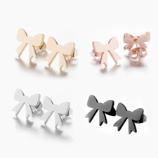 2pairs stainless steel Bow earrings, 4 colors Jewelry Wholesale FJS143-105