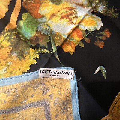 DOLCE GABBANA Silk Twill Renaissance Floral Angels, Handroll