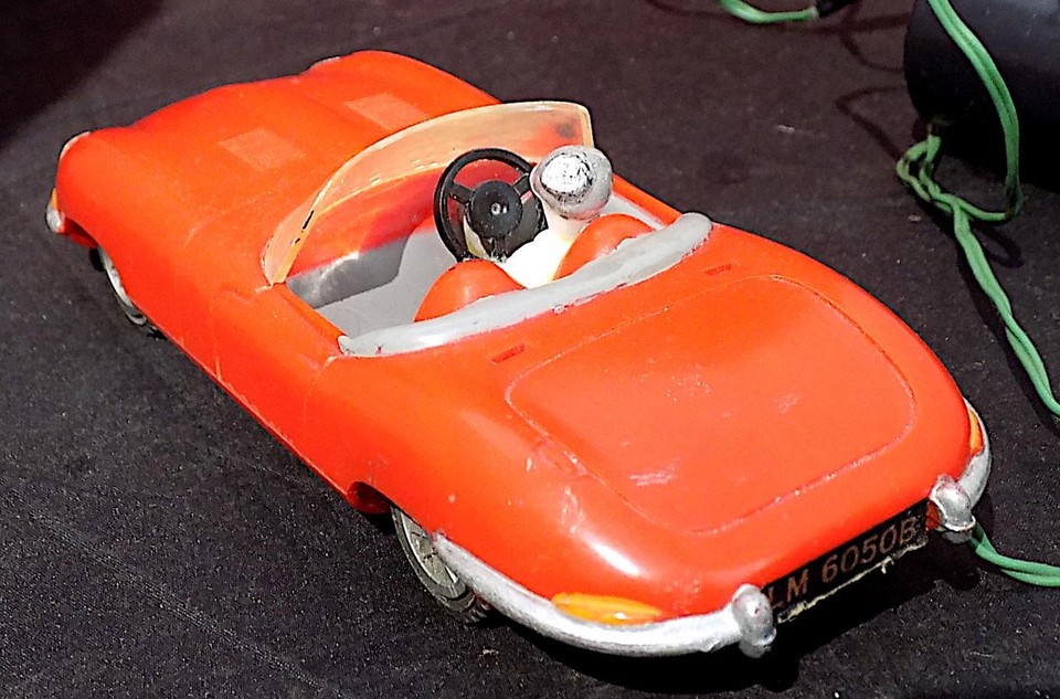 Vintage Plastic BatteryOperated Jaguar E Type Car + Remote, Marx Toys