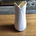 Vintage Mccoy Pottery Floraline  588 Cream  Beige Vase Tulip Opening 8” EUC