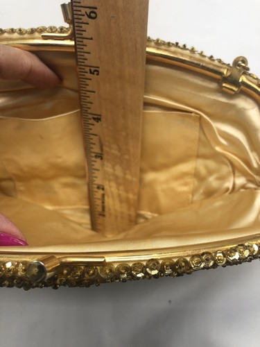Vintage Richere by Walborg Gold Beaded Sequined Cocktail Evening Bag Hong Kong - Picture 11 of 14