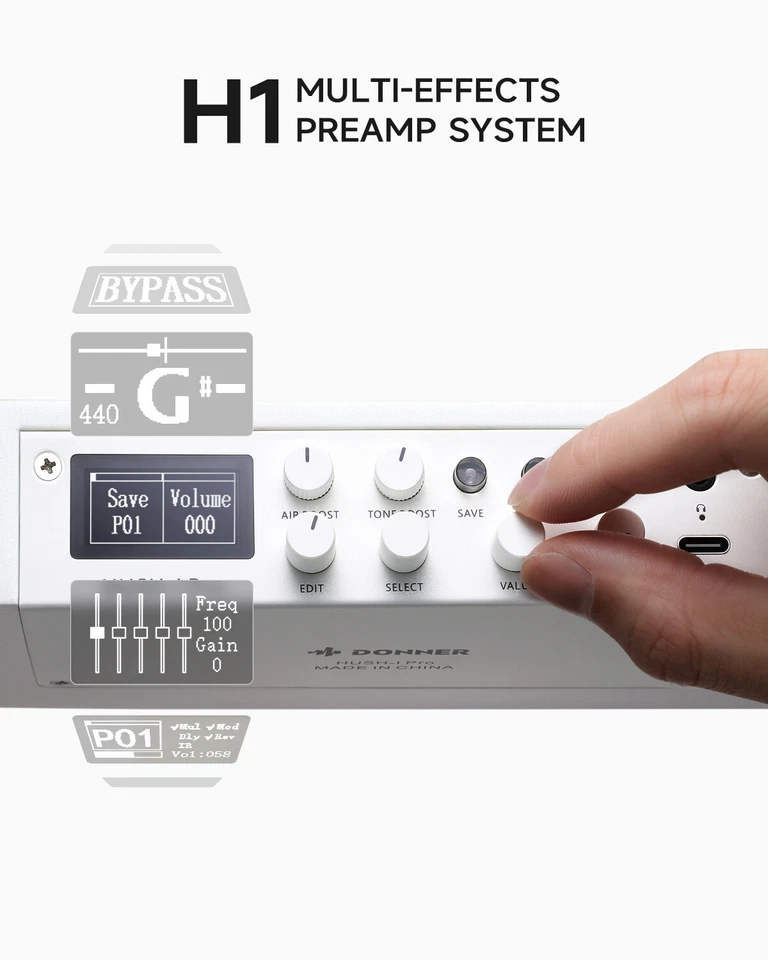 Donner HUSH-I Pro Headless Electric Acoustic Guitar Multi-effects Pedal Built In - Image 4 of 4