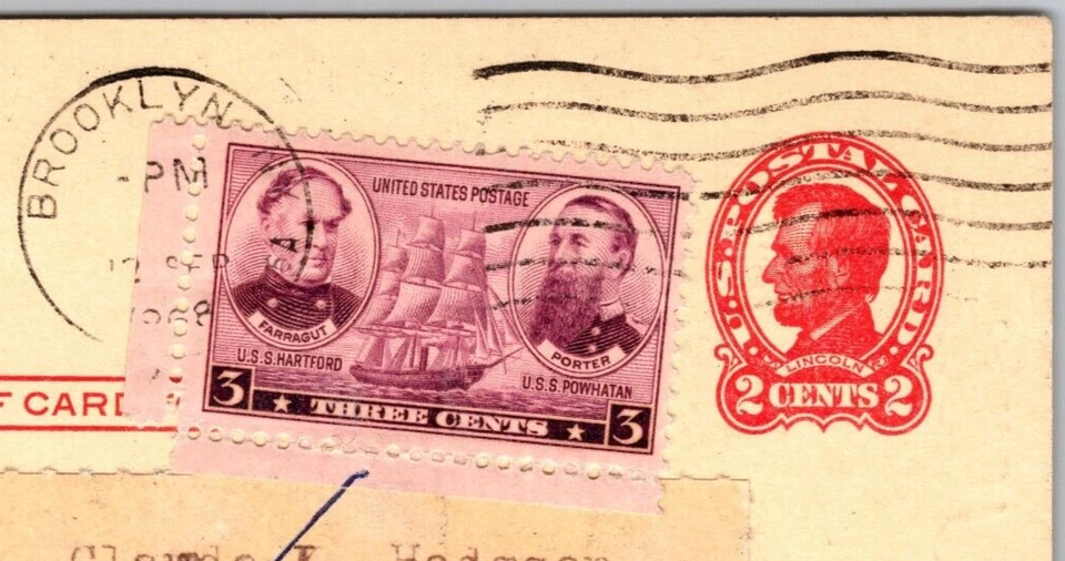 1952 UX43 US Postal Card Lincoln 2c & 3c ROWLAND HILL COMPANY Wait List Brooklyn - Image 2 of 3