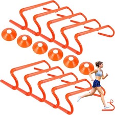 10 Pcs 6" Speed Agility Training Hurdles W/ 6 Marker Cone Durable Training