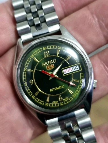 Vintage Seiko 5 Sports Green Dial 6309A Automatic Refurbished 36mm