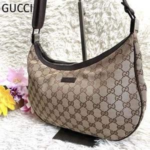 Sac à bandoulière GUCCI demi lune GG toile plaque cuir #PGJQG4