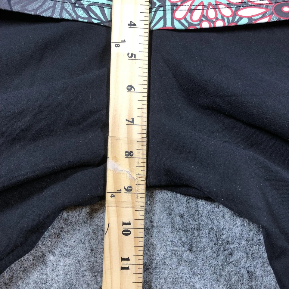 Брюки женские Margarita средние 3 черные для йоги широкие штанины с цветочным узором складываются поверх пояса - Изображение 4 из 4