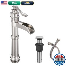 Bathfinesse Waterfall Vessel Sink Faucet Single Hole Brushed Nickel 6658H-N-1