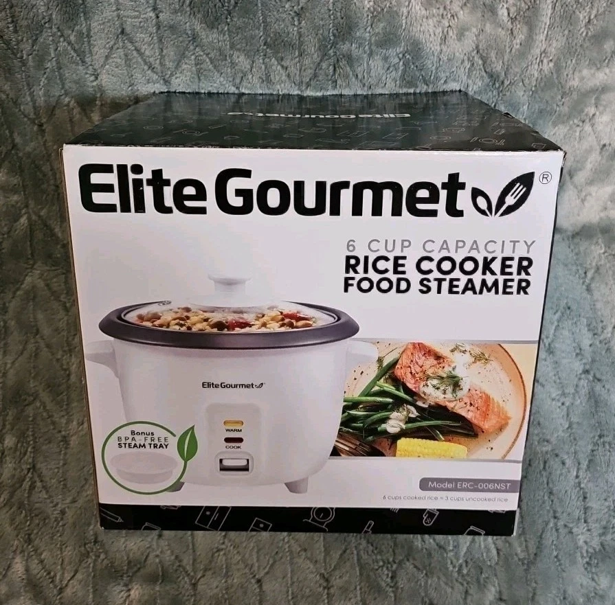 Elite Gourmet ERC-006 Electric Rice Cooker with Automatic Keep Warm Makes 6 Cups