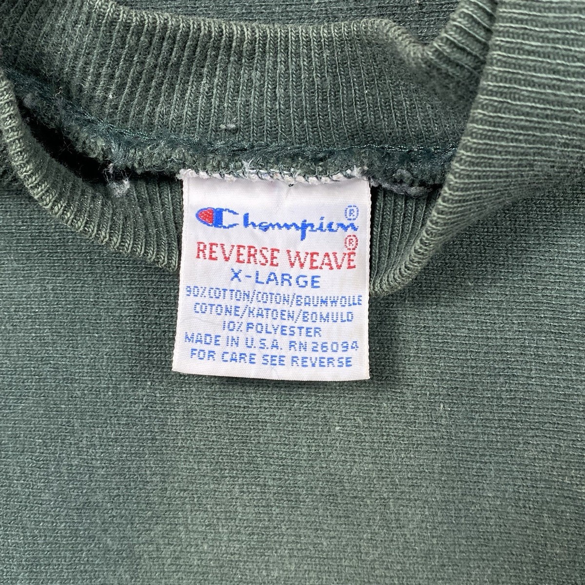 Vintage 90s Champion Reverse Weave Crewneck Sweatshirt Green Men's