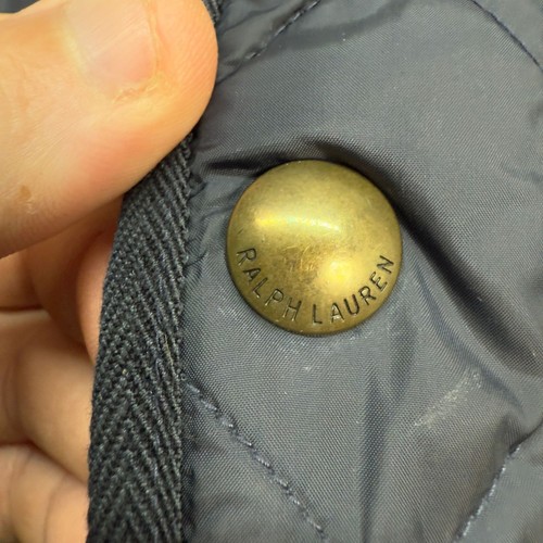 Polo Ralph Lauren Jacket Mens S Navy Blue Quilted Zip Cord Collar Coat Vintage - Picture 10 of 14