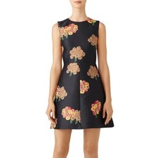 RED Valentino Women's 46 US 10 Floral Jacquard Mini Dress A line Black Yellow