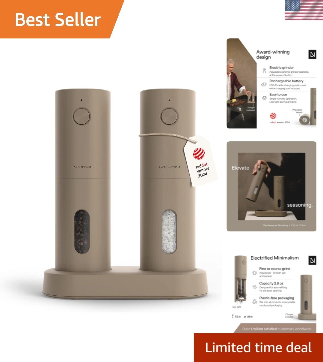 Electric Salt and Pepper Grinder Set, USB Rechargeable, Automatic Salt and Pe...
Opens in a new wind