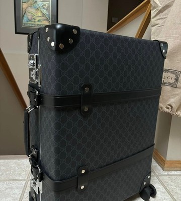 Gucci Black GG Supreme Medium Trunk Globe Trotter Luggage - MSRP