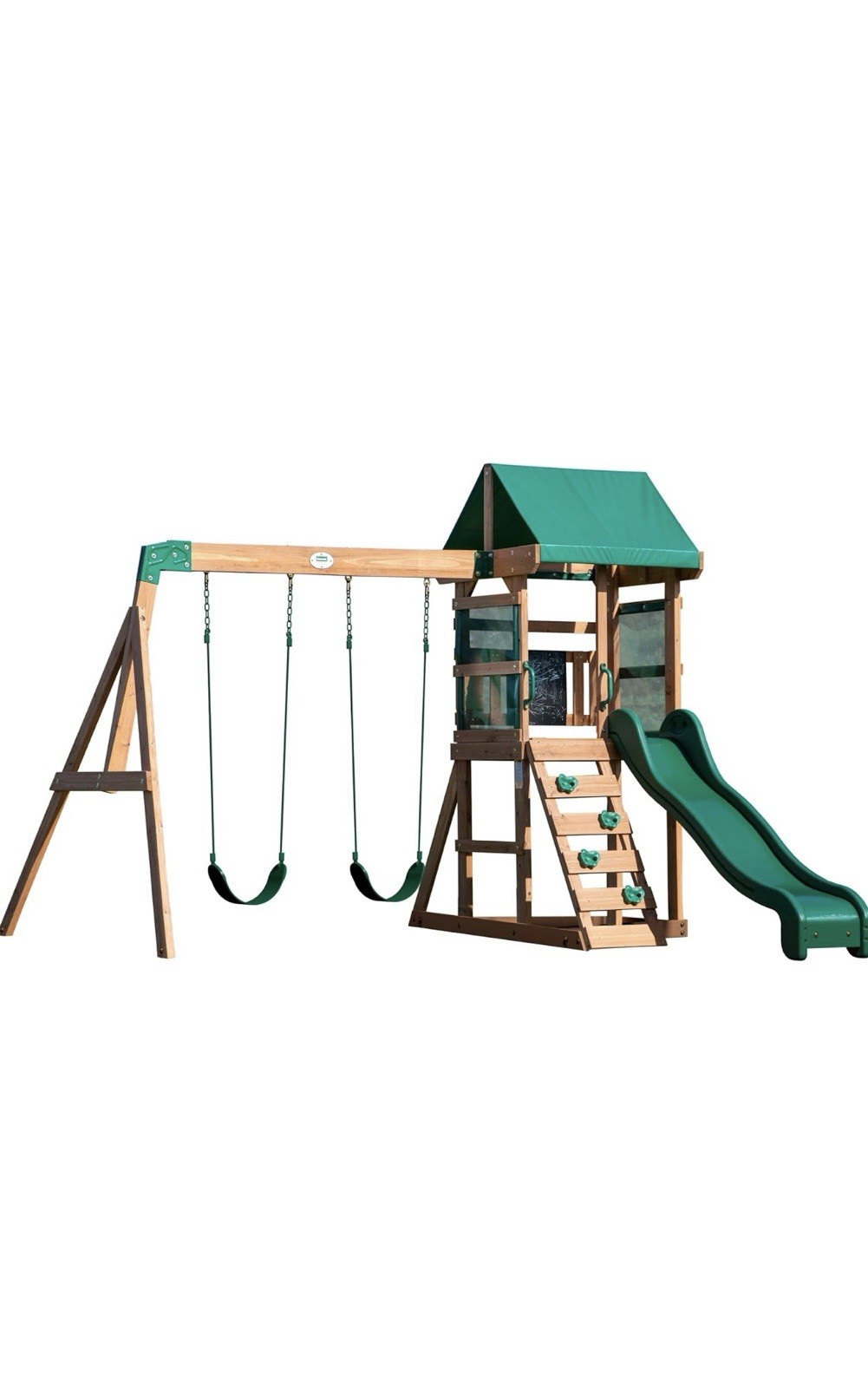 Playset 2 Swings Slide Rock Wall