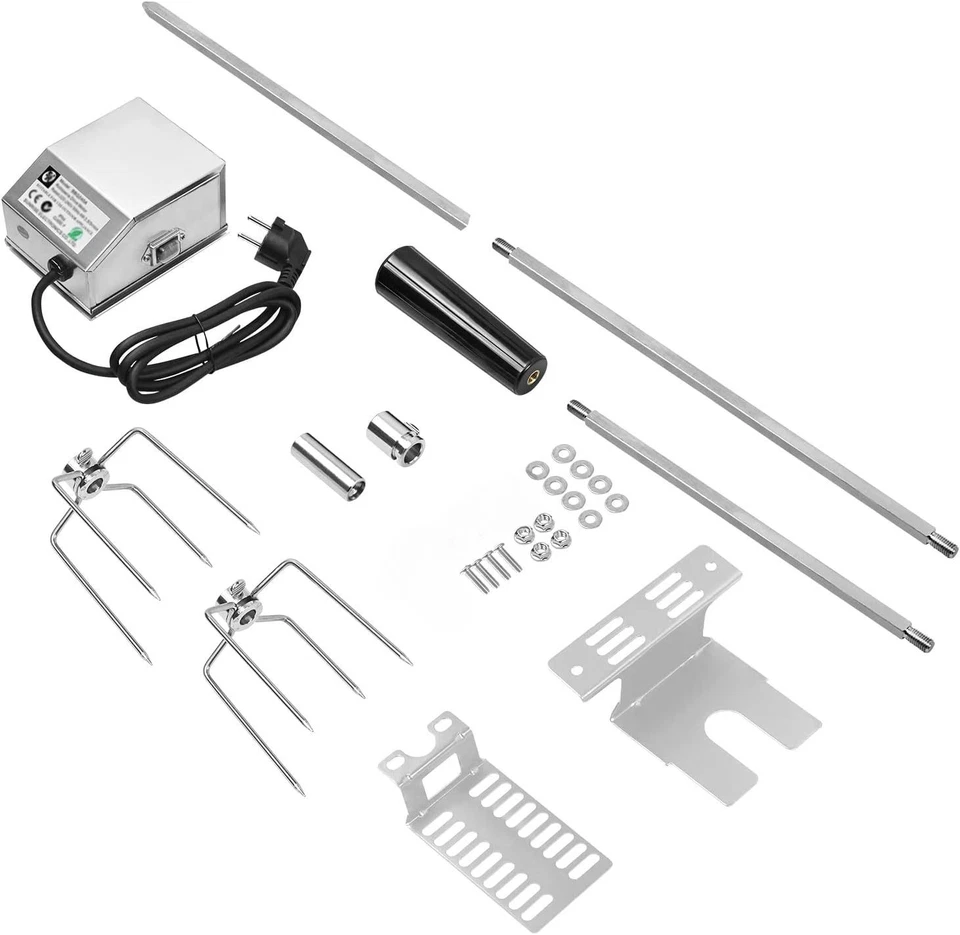 Universal BBQ Grillspieß Set 117 cm Rotisserie Drehspieß Edelstahl mit Motor Set - Bild 2 von 4