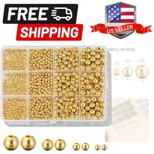 1100 Pcs Smooth Round Beads - 3/4/6/8mm Gold Spacer Loose Ball Bead Kits for ...