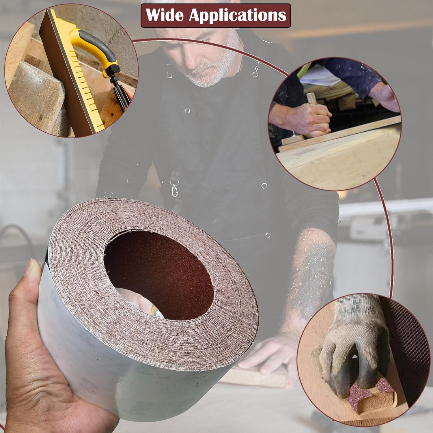 400 Grit PSA Longboard Sandpaper Roll 2-3/4 Inch Wide 20 Yard 400 Grit, brown 