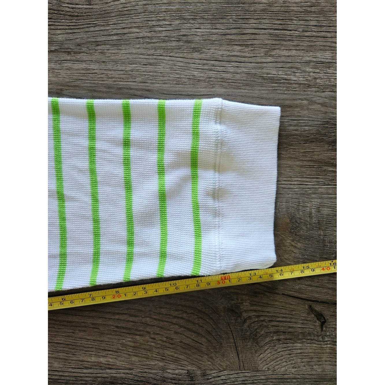Lauren Ralph Lauren Active Lime Green Striped Ribbed 3/4 Sleeve Scoop Neck Top image 4