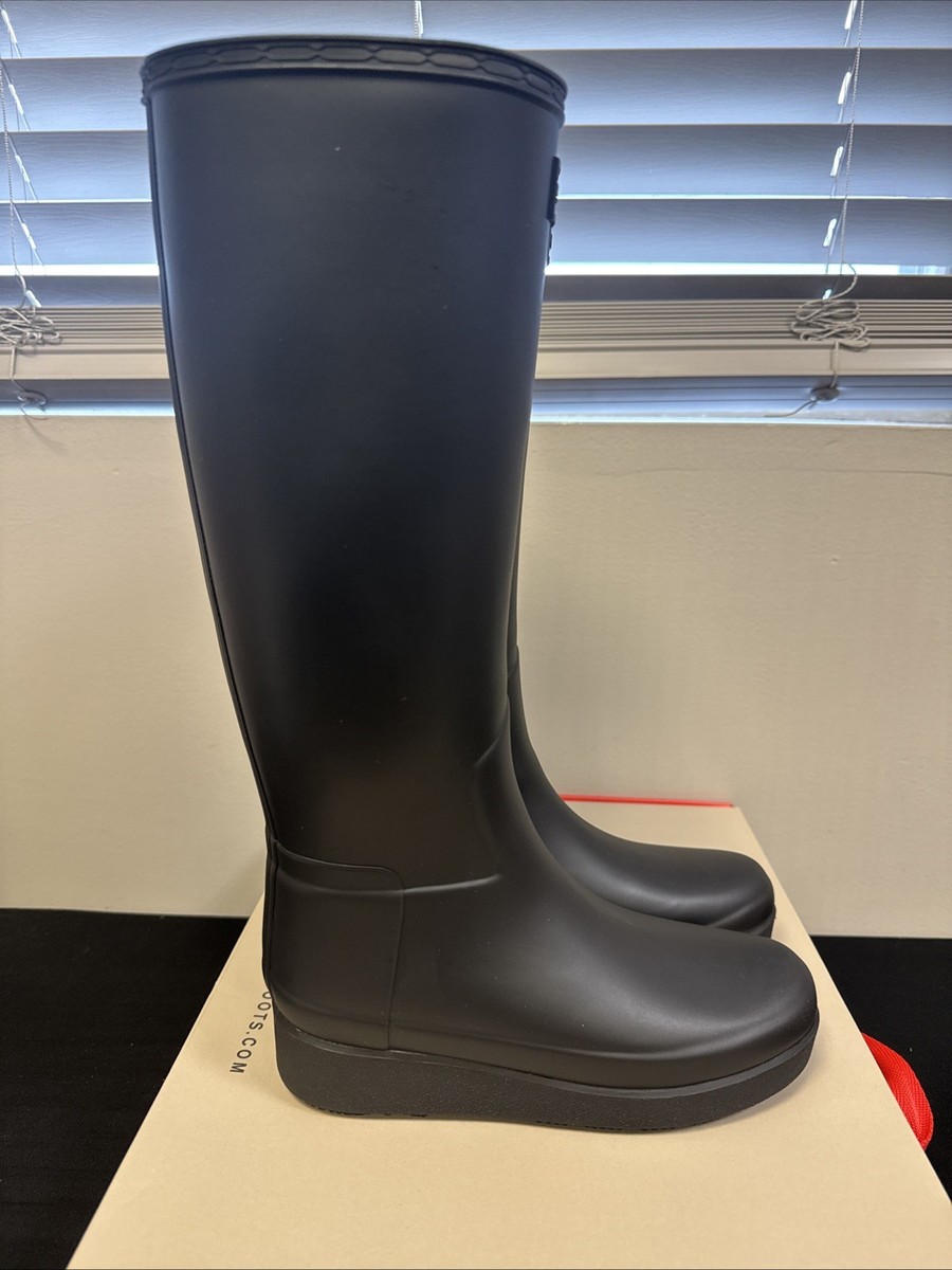 HUNTER ブラック 長靴 UK8 US9 EU42 Hunter Original Refined Creeper Tall Rain Boots Black Matte EU42