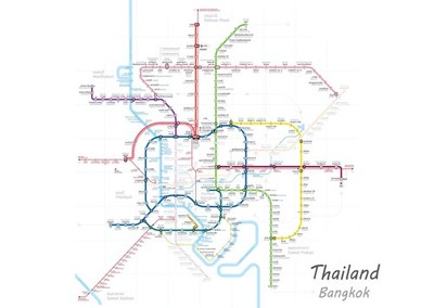 Bangkok U-Bahn-Karte Wandkunst � Urbane Dekoration Moderne U-Bahn-Kart
