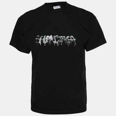 Balenciaga Unisex Schwarz Logo Print Jersey TShirt M