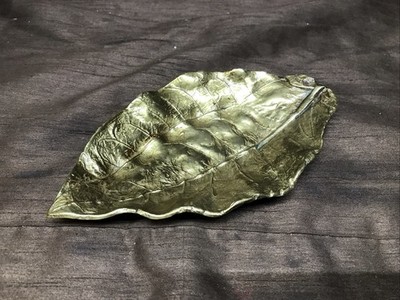 Vintage Solid Brass  Tobacco Leaf Ashtray By Cambron CIGAR SMOKERS!