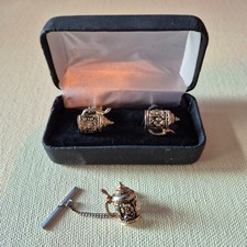 German vintage Stein Mug cuff links and tie pin (boxed)