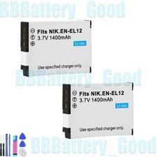2x EN-EL12 1400mAh Battery For Nikon COOLPIX S9100 S9200 S9050 P300 P310 P330