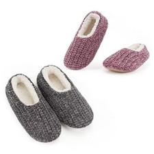 Cozylook 2-Pair Women's Soft Sole Slipper 9-10 2-pk Chenille Knit Pink  Grey 