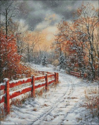 Red Fence - Counted Cross Stitch Kits Needlework Embroidery DIY