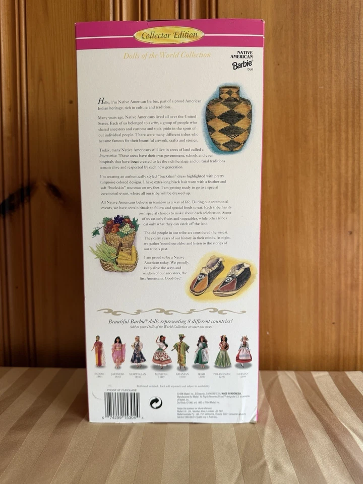 Barbie nativa americana edición coleccionista muñecas del mundo 1996 Foto 2 de 3