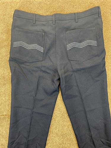 Vintage John Blair Pants Blue Slacks Polyester Embroidered Stitch Pocket- 40x30 - Picture 8 of 10