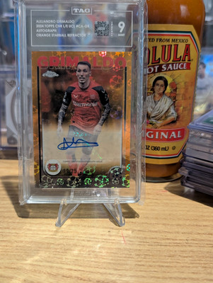 Topps Chrome UCC 2024 Alejandro Grimaldo Bayer Leverkusen Auto Orange /25