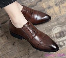 Men's Faux Leather Pointed Toe Lace Up Oxfords Casual Formal Party Carved Shoes